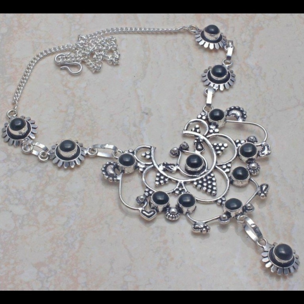 Black Onyx Silver Necklace